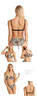 Leopard Print Push-up Bra Set - Clothing