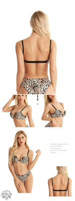 Leopard Print Push-up Bra Set - Clothing