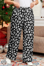 Leopard Leopard Print Wide Leg Pockets Plus Size Pants - Leopard / 1X / 95% Polyester + 5% Elastane - Plus Size/Plus