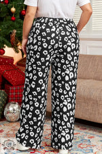 Leopard Leopard Print Wide Leg Pockets Plus Size Pants - Plus Size/Plus Size Bottoms