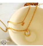 Exquisite 18K Gold Letter M Pendant Necklace - Timeless Elegance -  QH Clothing