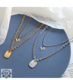 Exquisite 18K Gold Letter M Pendant Necklace - Timeless Elegance -  QH Clothing