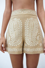 Linen Floral Embroidery Shorts - QH Clothing