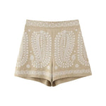 Linen Floral Embroidery Shorts - QH Clothing