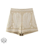 Linen Floral Embroidery Shorts - QH Clothing