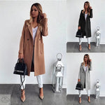 Popular Autumn Winter Solid Color Long Sleeve Double Pocket Collar Woolen Coat For Women Plus Size - Quality Home Clothing| Beauty