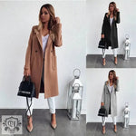 Popular Autumn Winter Solid Color Long Sleeve Double Pocket Collar Woolen Coat For Women Plus Size - Quality Home Clothing| Beauty