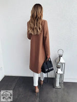 Popular Autumn Winter Solid Color Long Sleeve Double Pocket Collar Woolen Coat For Women Plus Size - Quality Home Clothing| Beauty