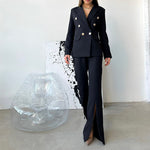 Long Sleeve Blazer & Trouser Suit - S / Black - Clothing