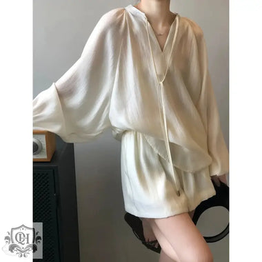 Women Summer Long Sleeve Shirt Wide Leg Shorts - Quality Home Clothing| Beauty