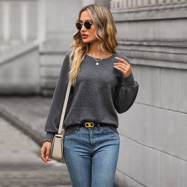 Polyester Textured Sweater - Autumn Chic - QH Clothing