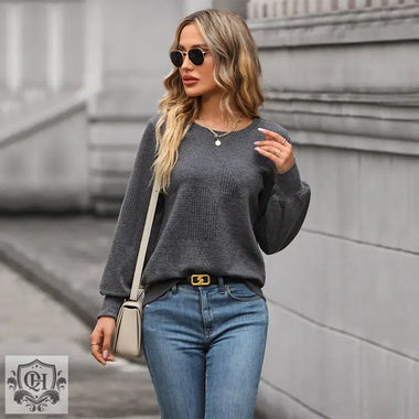 Polyester Textured Sweater - Autumn Chic - QH Clothing