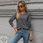 Polyester Textured Sweater - Autumn Chic - QH Clothing