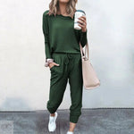 Spot Autumn Winter New Women Clothing   Loose-Fitting Solid Color Long Sleeves Casual Suit - Quality Home Clothing| Beauty