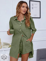 Loose Cotton Shirt Suit - Clothing