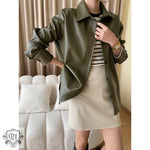 "Autumn Loose Fit Leather Jacket" - QH Clothing