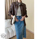 "Autumn Loose Fit Leather Jacket" - QH Clothing