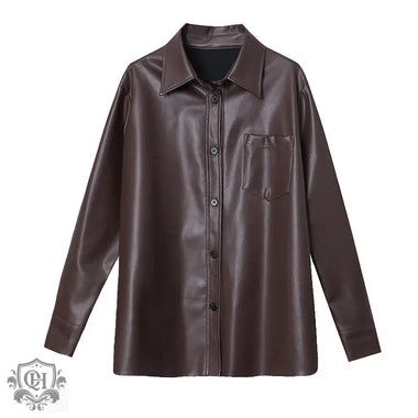 "Autumn Loose Fit Leather Jacket" - QH Clothing