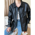 "Autumn Loose Fit Leather Jacket" - QH Clothing