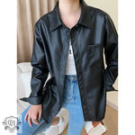 "Autumn Loose Fit Leather Jacket" - QH Clothing