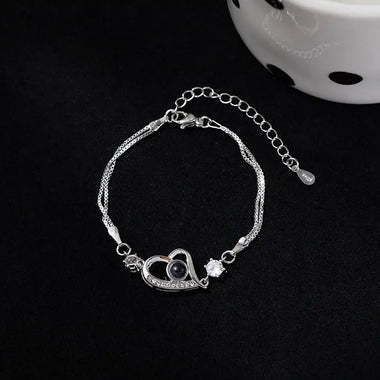 Exquisite and simple love diamond projection bracelet -  QH Clothing