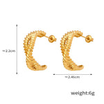 18K gold exquisite, luxurious and noble C-shaped earrings with irregular lines and cross design - QH Clothing