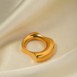 18k gold exaggerated fashionable irregular concave and convex design ring - QH Clothing