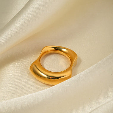 18k gold exaggerated fashionable irregular concave and convex design ring - QH Clothing