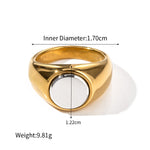 18K gold fashionable and luxurious round inlaid gemstone design ring - QH Clothing