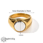 18K gold fashionable and luxurious round inlaid gemstone design ring - QH Clothing