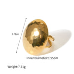 18K gold fashionable oval hammer pattern design ring - QH Clothing