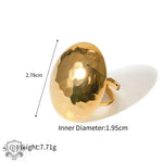 18K gold fashionable oval hammer pattern design ring - QH Clothing