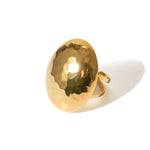 18K gold fashionable oval hammer pattern design ring - QH Clothing