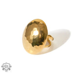 18K gold fashionable oval hammer pattern design ring - QH Clothing