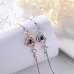 Luxurious and elegant rotating heart-shaped diamond projection bracelet -  QH Clothing