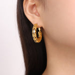 18K gold exquisite and fashionable C-shaped design light luxury style earrings - QH Clothing