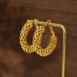 18K gold exquisite and fashionable C-shaped design light luxury style earrings - QH Clothing