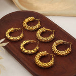 18K gold exquisite and fashionable C-shaped design light luxury style earrings - QH Clothing