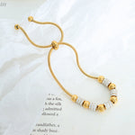 18K gold light luxury noble round beads and diamond-encrusted design bracelets - QH Clothing