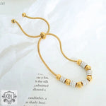 18K gold light luxury noble round beads and diamond-encrusted design bracelets - QH Clothing