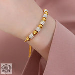 18K gold light luxury noble round beads and diamond-encrusted design bracelets - QH Clothing