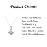 Luxury Herringbone Diamond Pendant Necklace in Gift Box -  QH Clothing