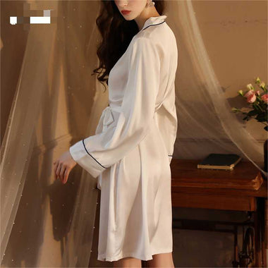 Autumn Winter Sexy Long Light Luxury Women Morning Gowns Bathrobe Cardigan Homewear - Quality Home Clothing| Beauty