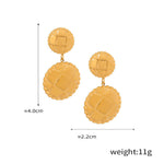 Exquisite and noble round/star-shaped earrings with striped design in 18K gold - QH Clothing