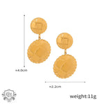 Exquisite and noble round/star-shaped earrings with striped design in 18K gold - QH Clothing