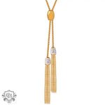 18K gold noble and luxurious sweater chain with long tassel inlaid zircon design necklace - QH Clothing