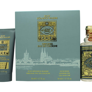 Cologne gift set with ornate gold and teal packaging, including Presentset 50ml EDC