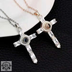 The Majestic Gemstone Cross Projection Necklace -  QH Clothing