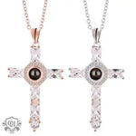 The Majestic Gemstone Cross Projection Necklace -  QH Clothing