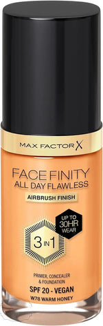 Max Factor Facefinity All Day Flawless 3 in 1 Foundation SPF20 30ml - 78 Warm Honey - QH Clothing